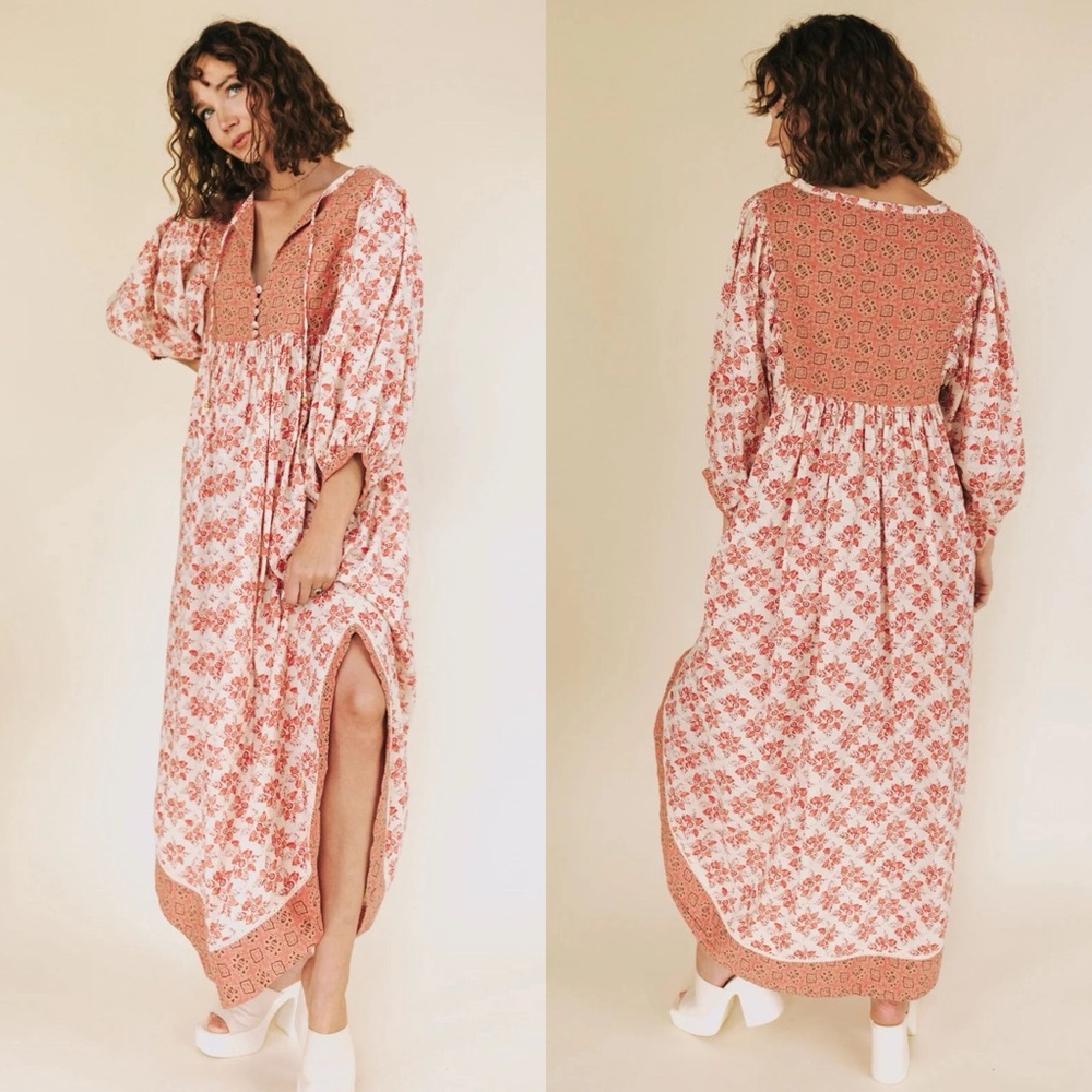 Free People / NWT Hazy Maisy  Maxi Dress in Earth Combo